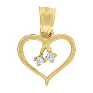 10kt 10k Yellow Gold Cubic-Zirconia Womens Heart Charm Pendant